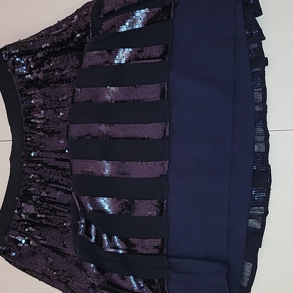 Banana Republic Navy Blue High Waist Pleated Flowy Sequin Skirt/  SIZE 4. - Picture 7 of 9